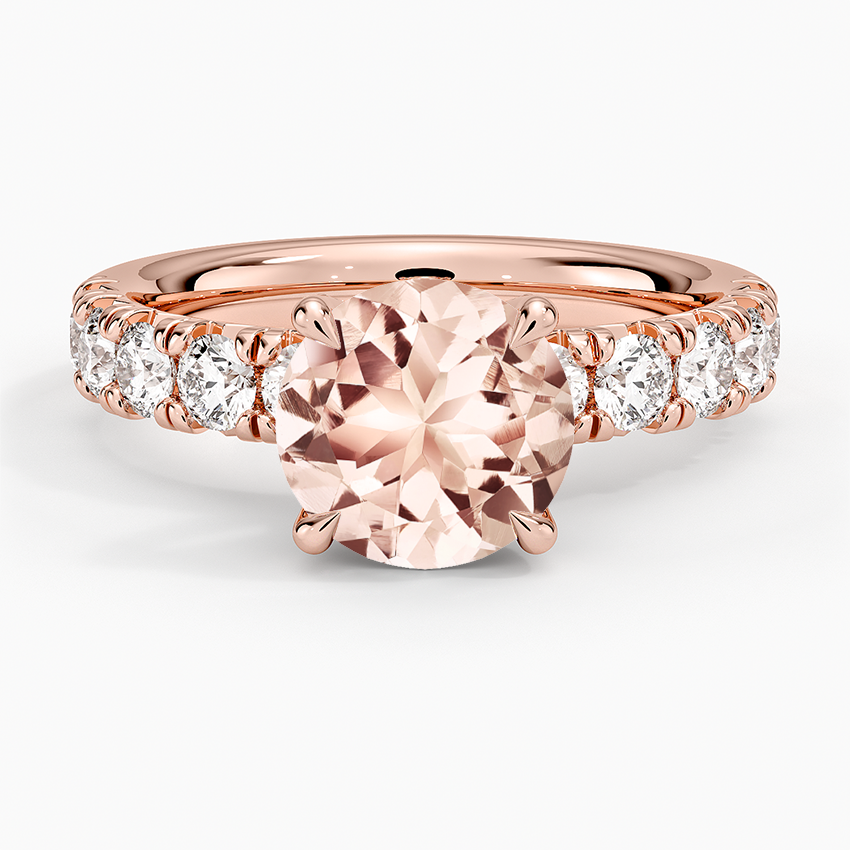 Morganite Ellora Half Coverage Diamond Ring in 14K Rose Gold