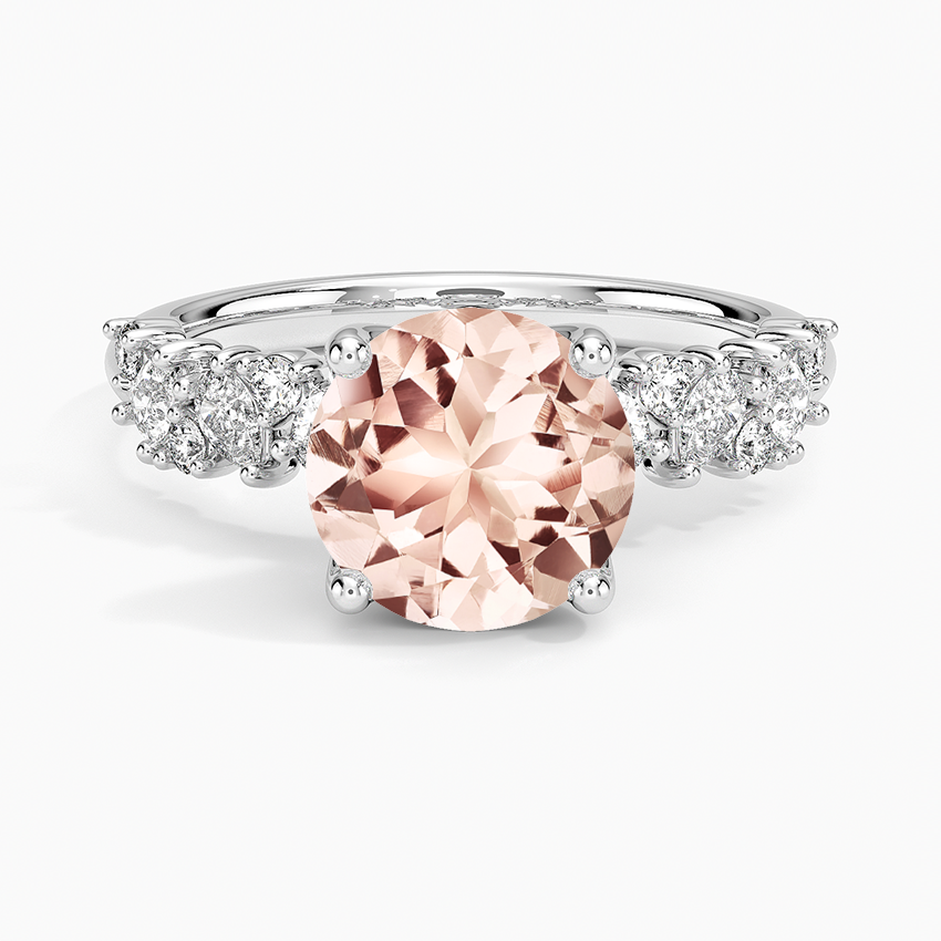 Morganite Olivetta Diamond Ring in 18K White Gold