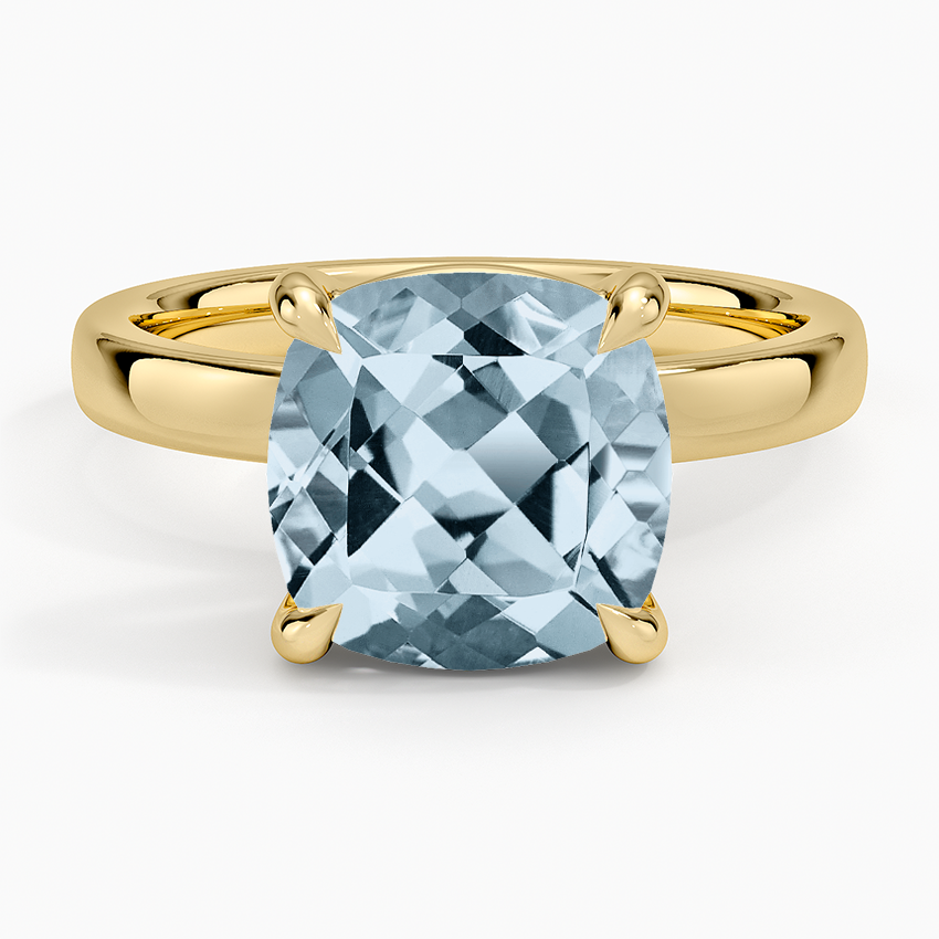 Aquamarine Fairmined Perfect Fit Solitaire 2.5mm Ring in 18K Yellow Gold