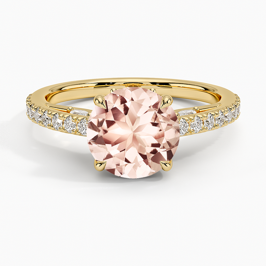 Morganite Secret Garden Adorned Gallery Diamond Ring (1/2 ct. tw.) in 18K Yellow Gold