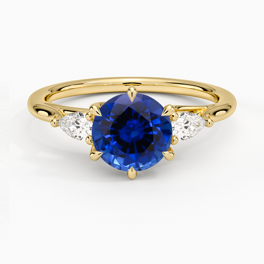 Sapphire Delilah Three Stone Pear Diamond Ring (1/5 ct. tw.) in 18K Yellow Gold