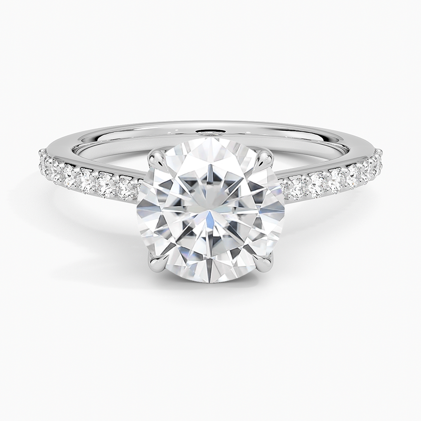 Moissanite Elodie Cathedral Diamond Ring in 18K White Gold