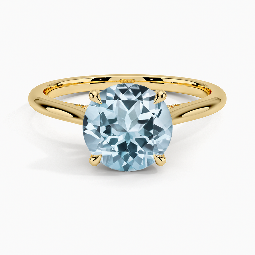 Aquamarine Dawn Diamond Ring in 18K Yellow Gold