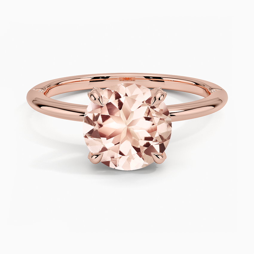 Morganite Petite Heritage Diamond Ring in 14K Rose Gold