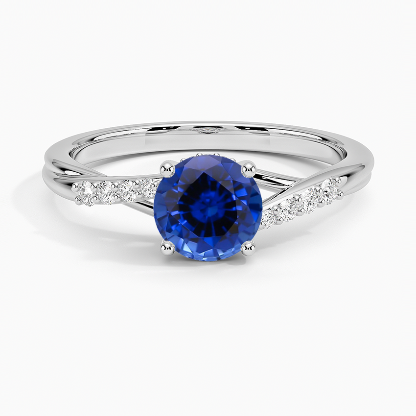 Sapphire Chamise Hidden Halo Diamond Ring in 18K White Gold