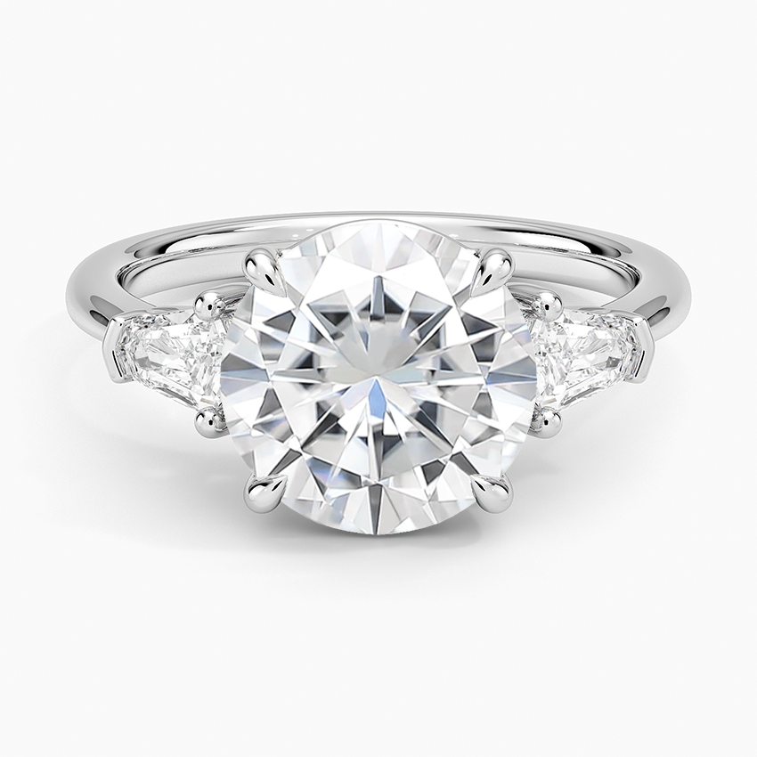 Moissanite Shield Cut Three Stone Diamond Ring (1/4 ct. tw.) in 14K White Gold
