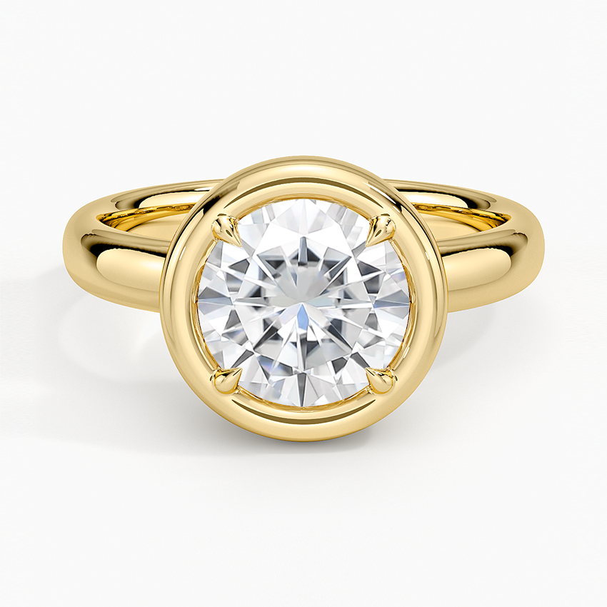 Moissanite Andrea Bezel Prong Ring in 18K Yellow Gold