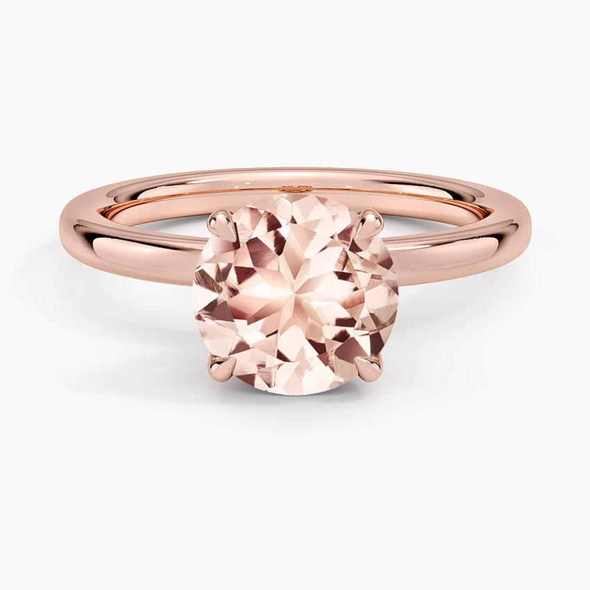Morganite 2mm Petite Elodie Perfect Fit Solitaire Ring in 14K Rose Gold