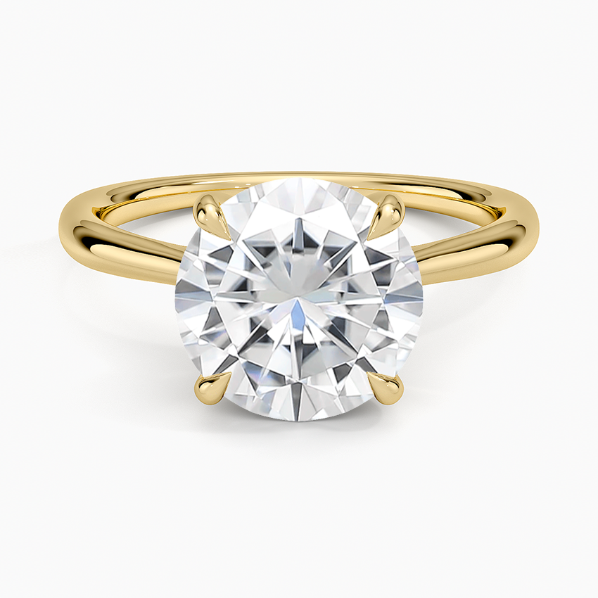 Moissanite Freesia Cathedral Solitaire Ring in 14K Yellow Gold