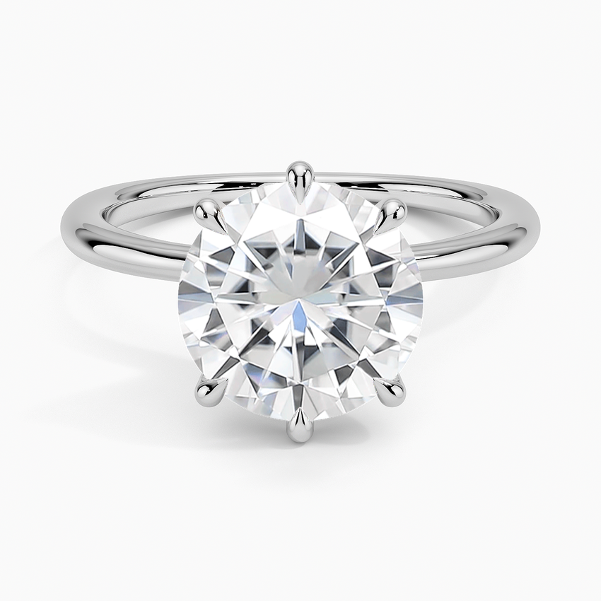 Moissanite Freesia Six-Prong Solitaire Ring in 14K White Gold