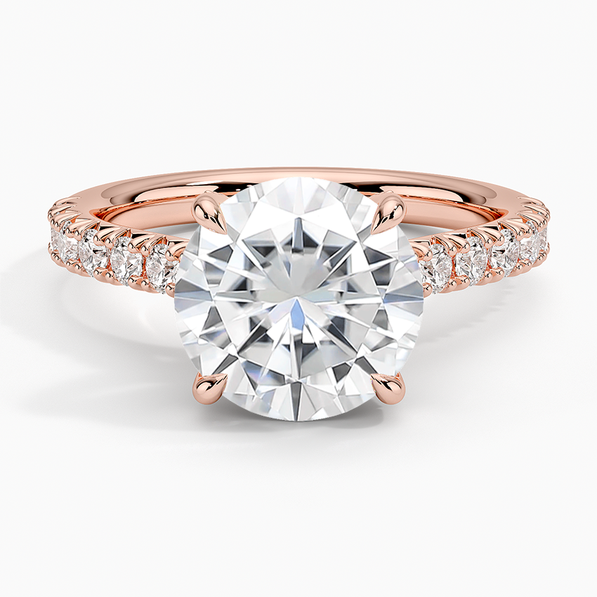 Moissanite Sienna Half Coverage Hidden Accents Diamond Ring (1/2 ct. tw.) in 14K Rose Gold