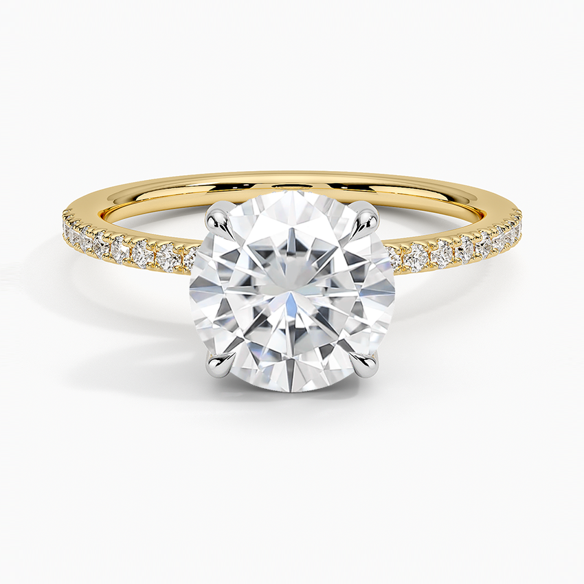 Moissanite Mixed Metal Perfect Fit Diamond Ring in 18K Yellow Gold