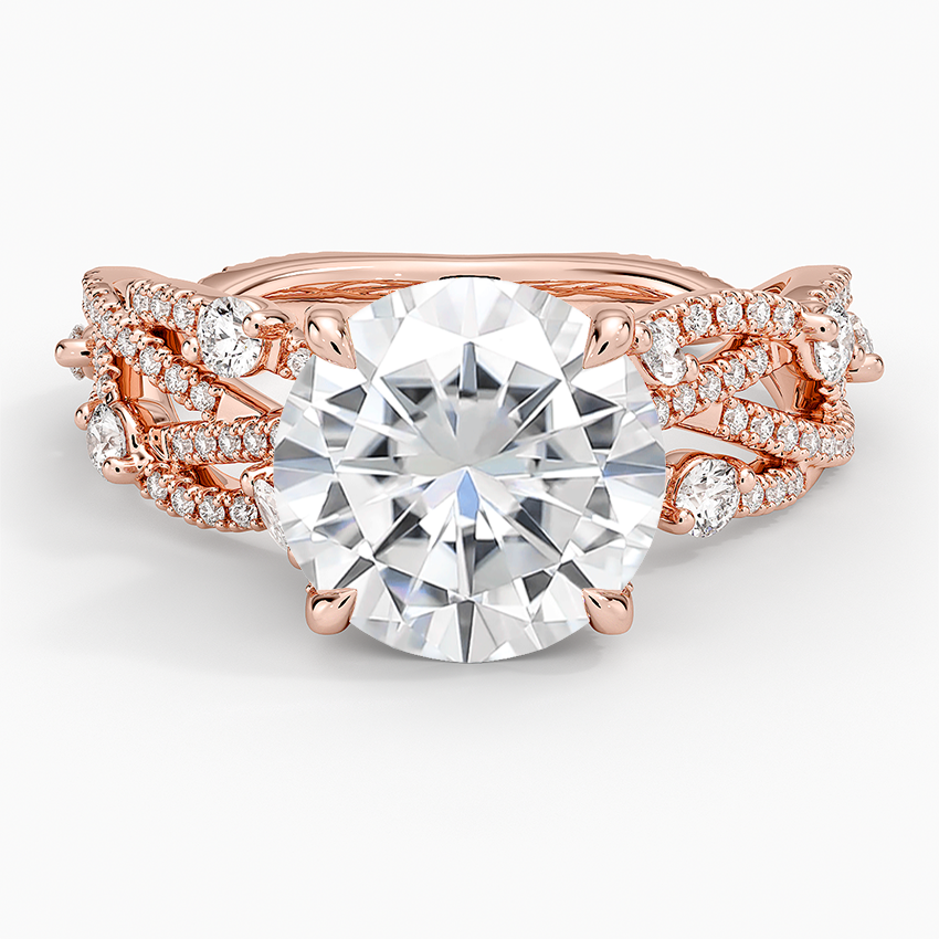 Moissanite Grand Secret Garden Diamond Ring in 14K Rose Gold