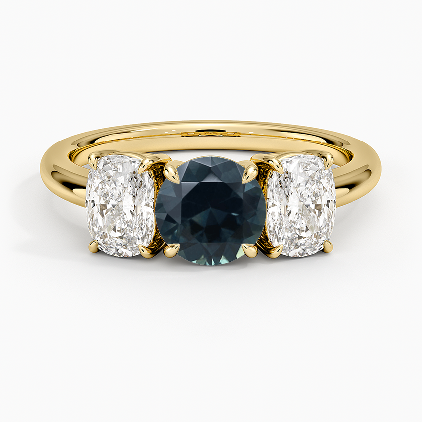 Sapphire Luxe Faye Elongated Cushion Three Stone Diamond Ring (1 ct. tw.) in 18K Yellow Gold