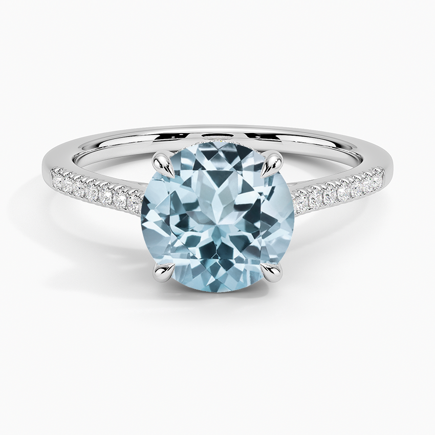 Aquamarine Lissome Diamond Ring (1/10 ct. tw.) in 18K White Gold