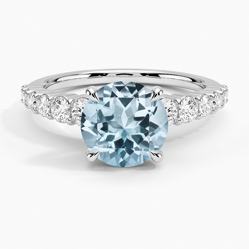 Aquamarine Luciana Diamond Ring (1/2 ct. tw.) in 18K White Gold