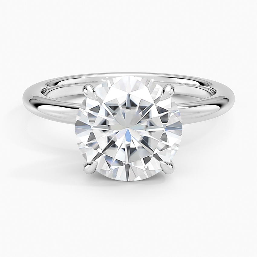 Moissanite Manon Solitaire Ring in 14K White Gold