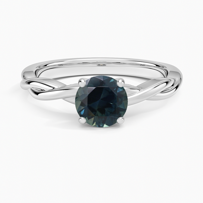Sapphire Twisted Vine Solitaire Ring in 14K White Gold