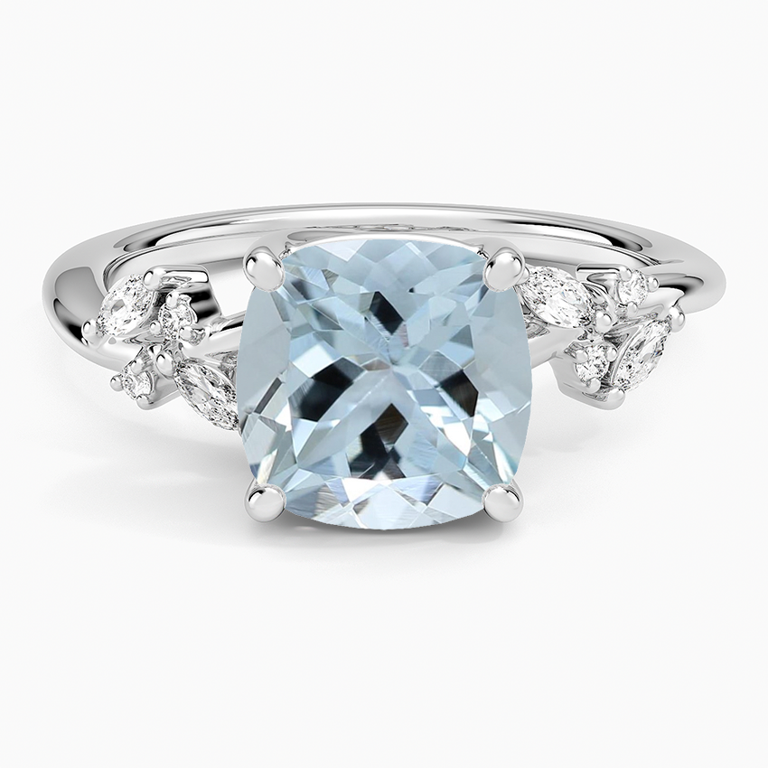 Aquamarine Arden Diamond Ring (1/6 Ct. Tw.) in 14K White Gold