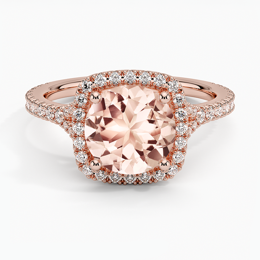 Morganite Joy Three-Quarter Coverage Diamond Ring in 14K Rose Gold