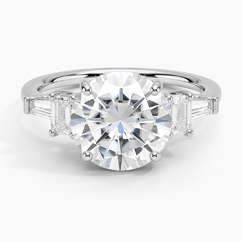 Moissanite Cleo Five Stone Diamond Ring in 14K White Gold