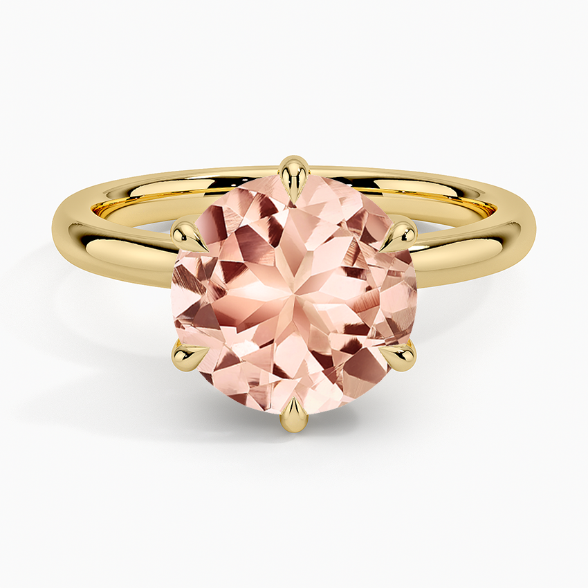Morganite Fairmined 2mm Six-Prong Solitaire Ring in 18K Yellow Gold
