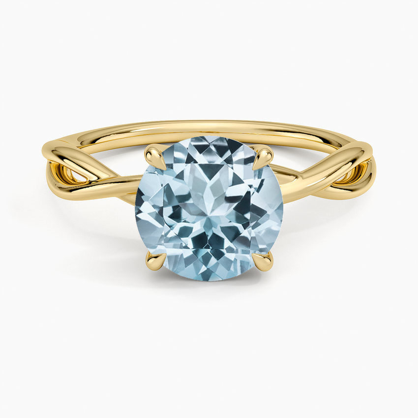 Aquamarine Alya Twist Solitaire Ring in 14K Yellow Gold