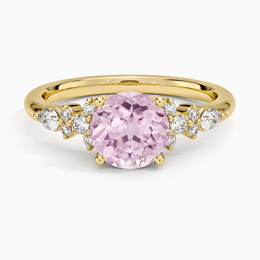 Lab Grown Sapphire Rosette Diamond Ring in 14K Yellow Gold