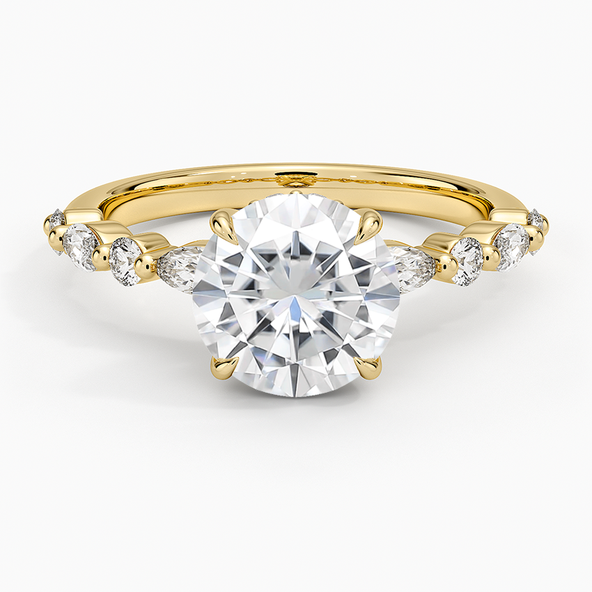 Moissanite Versailles Hidden Halo Diamond Ring in 18K Yellow Gold
