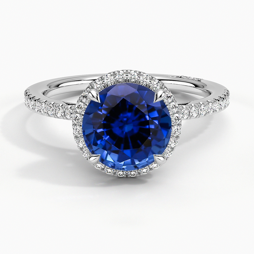 Lab Grown Sapphire Simply Tacori Cathedral Drape Diamond Ring in 18K White Gold