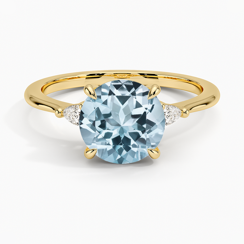 Aquamarine Aria Three Stone Diamond Ring (1/10 ct. tw.) in 18K Yellow Gold