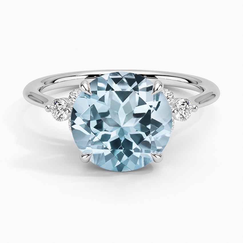 Aquamarine Luxe Melody Diamond Ring (1/5 ct. tw.) in 18K White Gold