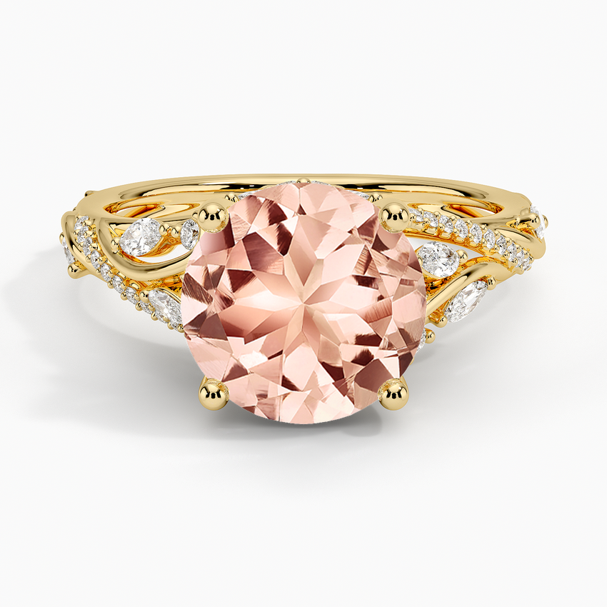 Morganite Begonia Vine Diamond Ring (1/2 ct. tw.) in 14K Yellow Gold