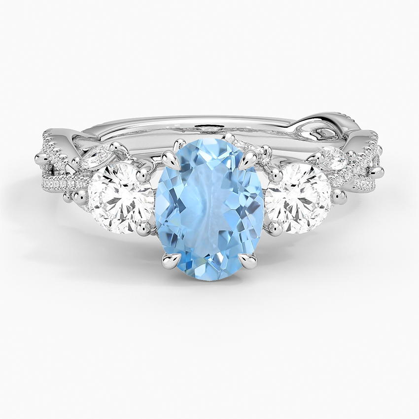 Aquamarine Luxe Secret Garden Three Stone Diamond Ring (1 Ct. Tw.) in 18K White Gold