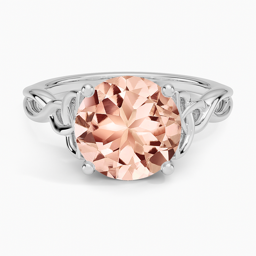 Morganite Celtic Love Knot Ring in 14K White Gold