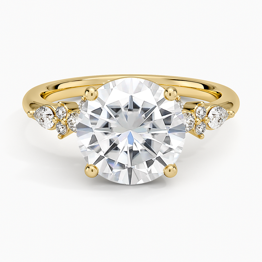 Moissanite Rosette Diamond Ring in 14K Yellow Gold