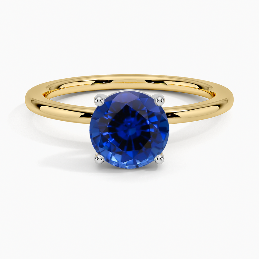 Sapphire Mixed Metal Perfect Fit Solitaire Ring in 18K Yellow Gold