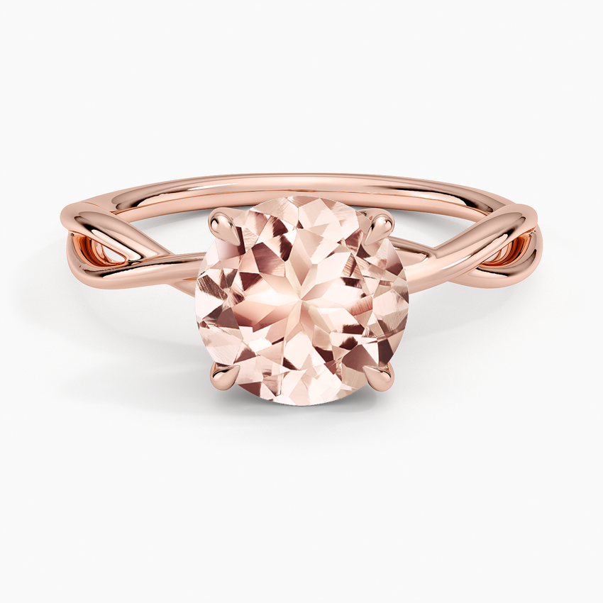 Morganite Alya Twist Solitaire Ring in 14K Rose Gold
