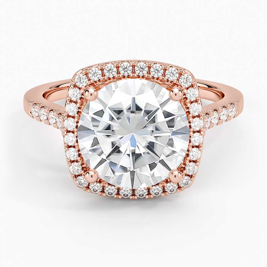 Moissanite Odessa Halo Diamond Ring (1/5 ct. tw.) in 14K Rose Gold