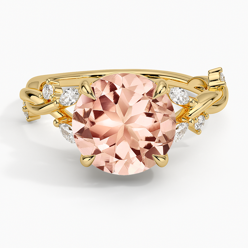 Morganite Azalea Twist Diamond Ring in 14K Yellow Gold