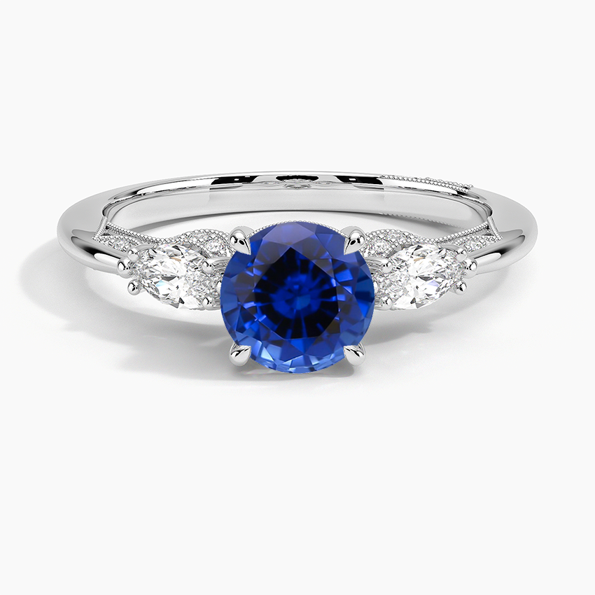 Sapphire Simply Tacori Three Stone Marquise Diamond Ring in 18K White Gold