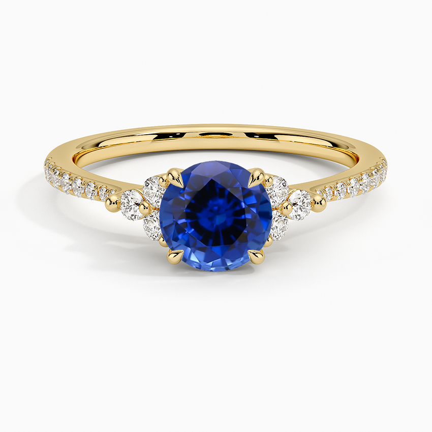Sapphire Melody Pavé Diamond Ring in 18K Yellow Gold