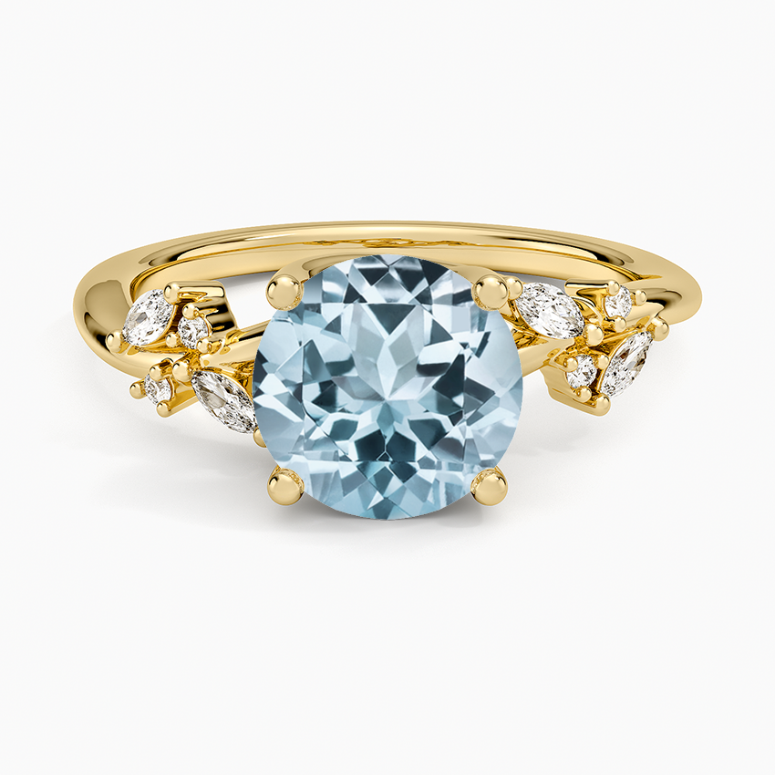 Aquamarine Arden Diamond Ring (1/6 ct. tw.) in 14K Yellow Gold