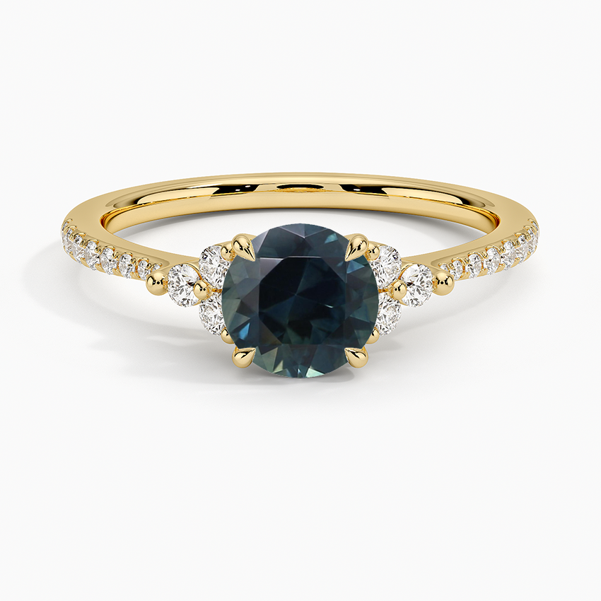 Sapphire Melody Pavé Diamond Ring in 18K Yellow Gold