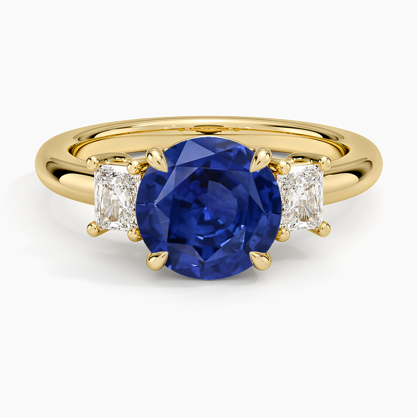 Sapphire Helena Radiant-Cut Three Stone Diamond Ring (3/8 ct. tw.) in 14K Yellow Gold
