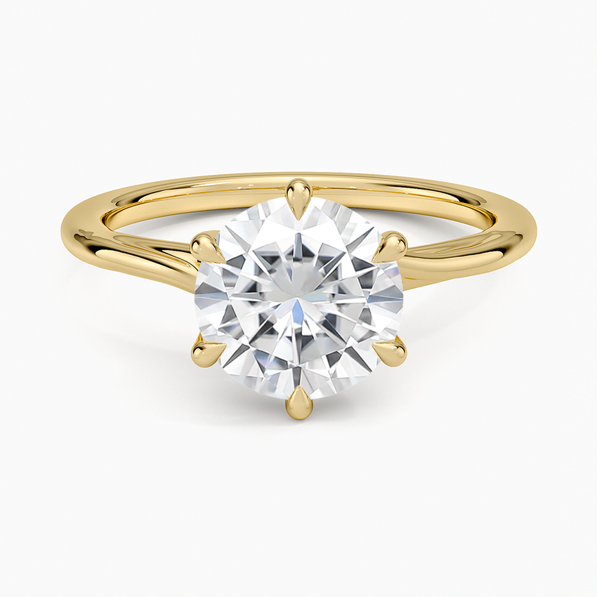 Moissanite Delilah Twist Solitaire Ring in 18K Yellow Gold