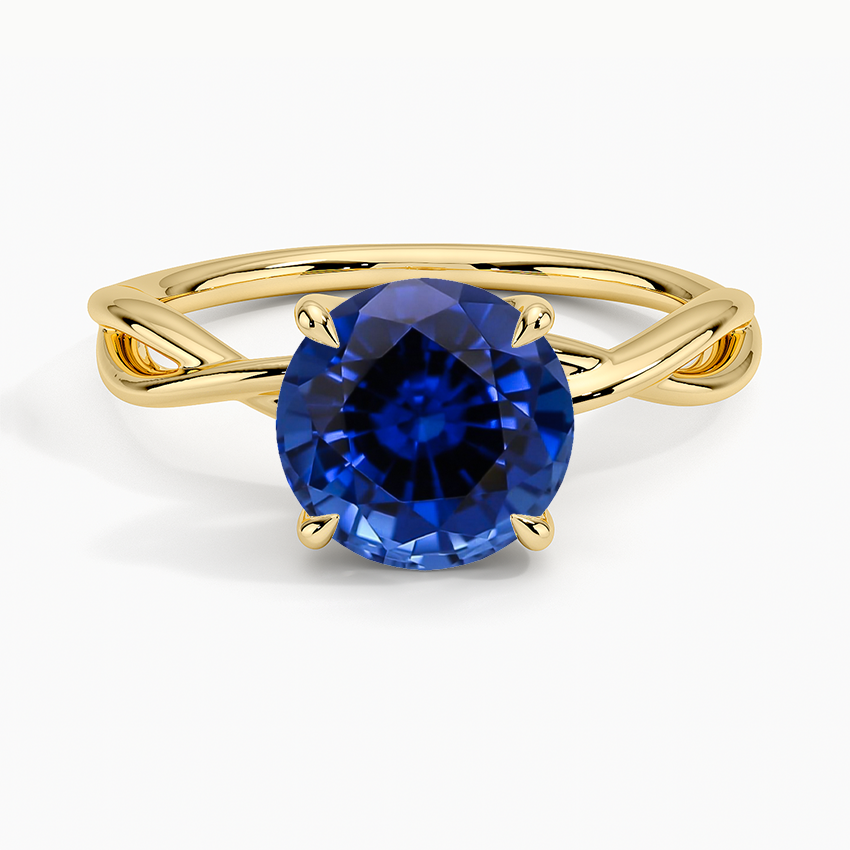 Lab Grown Sapphire Alya Twist Solitaire Ring in 18K Yellow Gold