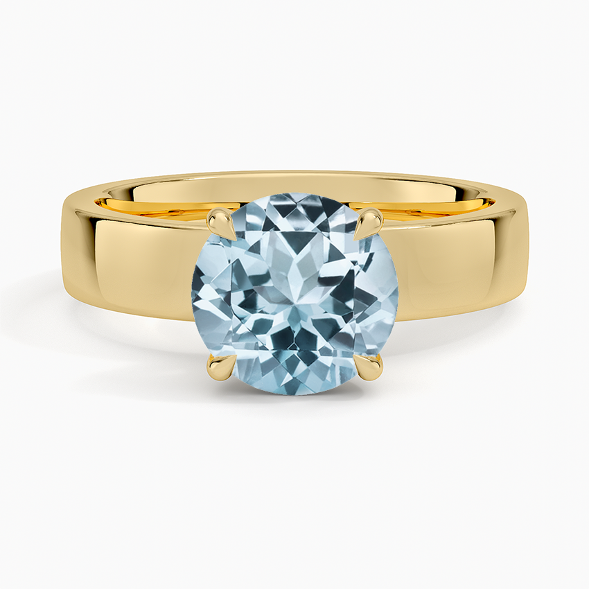Aquamarine Peyton 4mm Solitaire Ring in 18K Yellow Gold