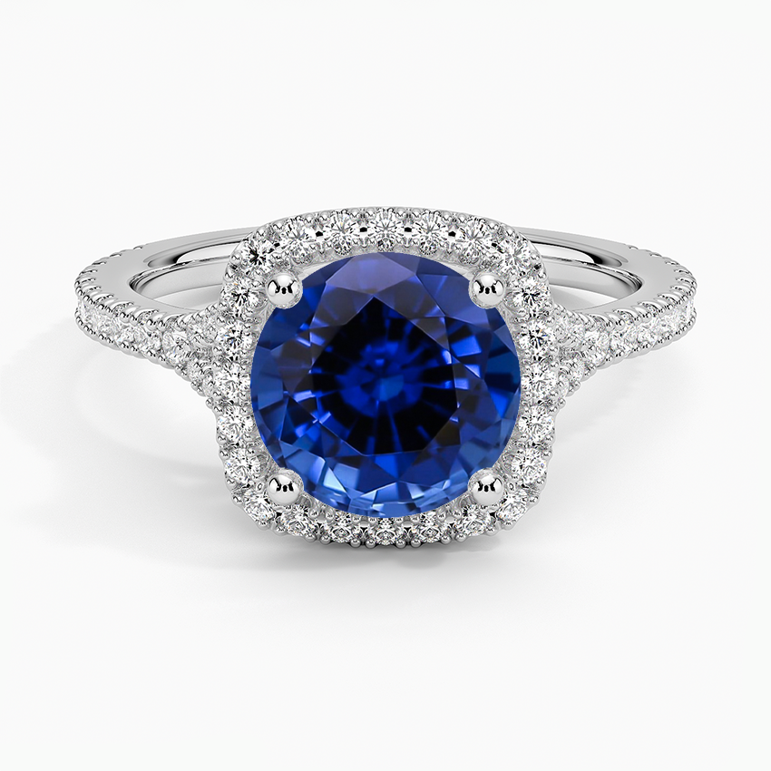 Lab Grown Sapphire Joy Three-Quarter Coverage Diamond Ring in 18K White Gold
