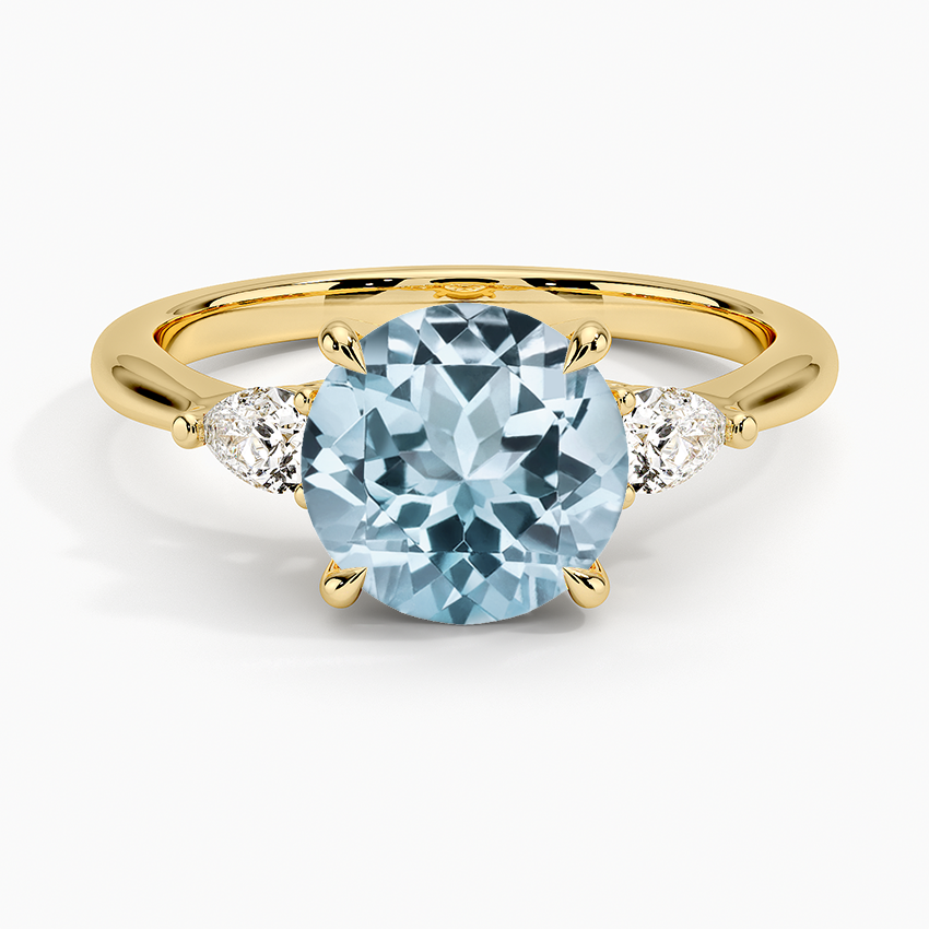Aquamarine Petite Opera Three Stone Diamond Ring (1/4 ct. tw.) in 18K Yellow Gold